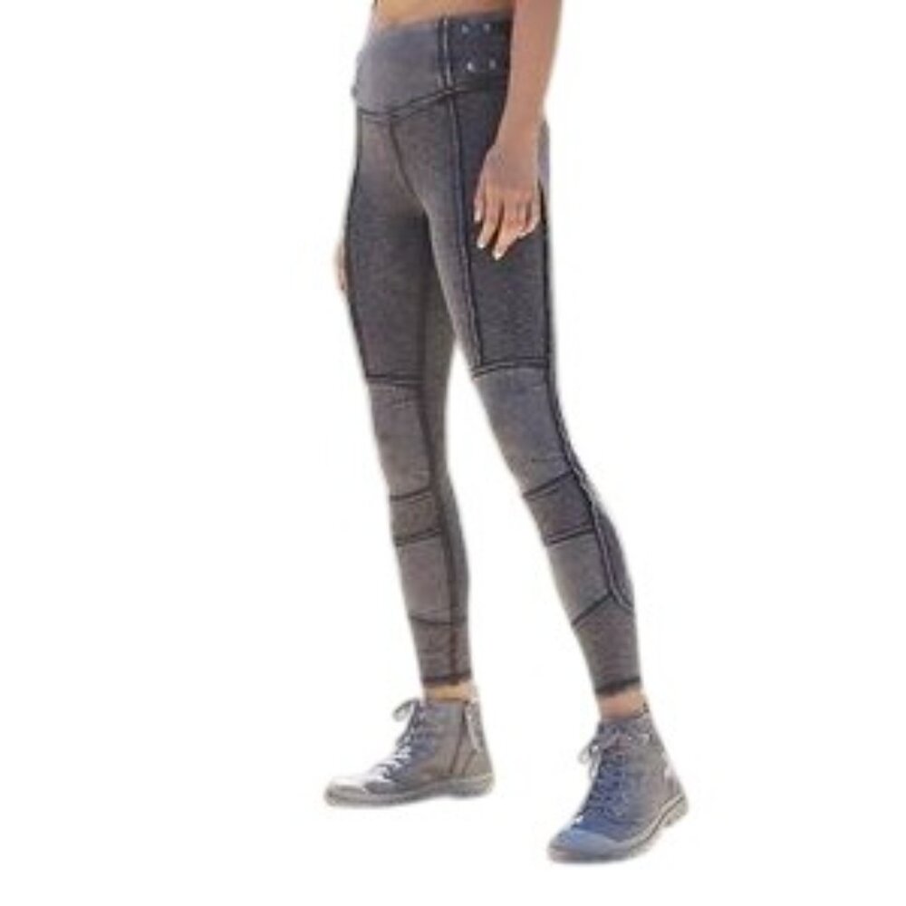 Free People Movement Catch Me If You Can Gray Moto Leggings - Picture 3 of 10